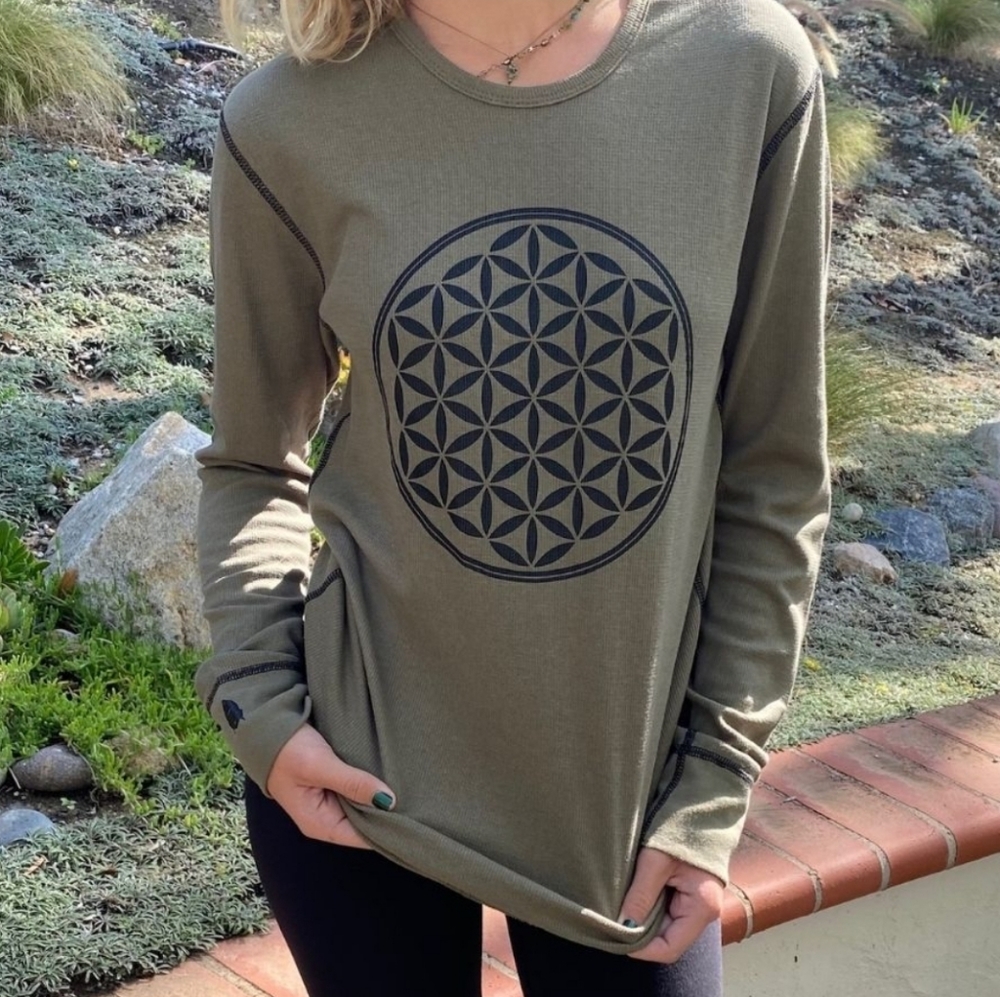 Flower of Life Long Sleeve Waffle Shirt